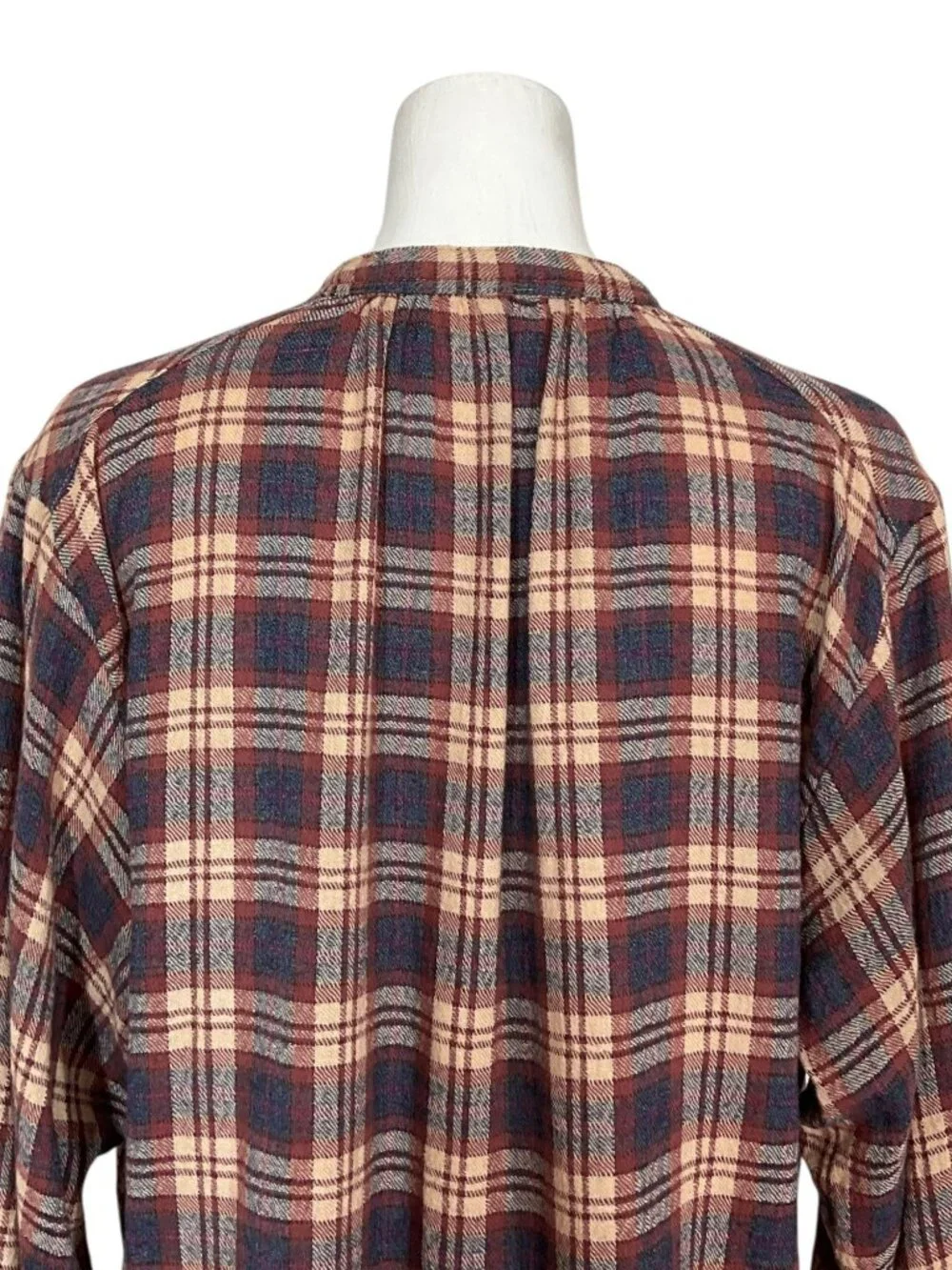 Free People Northern Bound Pullover Top Shirt S Plaid Moonlit Combo Wool Blend